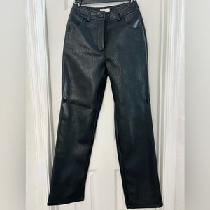 Topshop Black Leather Look Straight leg